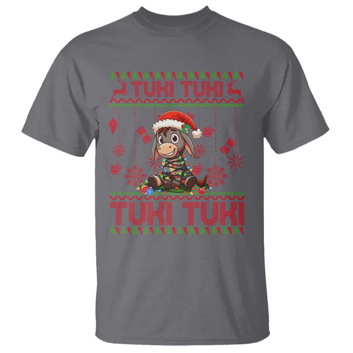 Funny Mexico Xmas T Shirt Tuki Tuki Burrito Cute Donkey Feliz Navidad TS09 Charcoal Print Your Wear