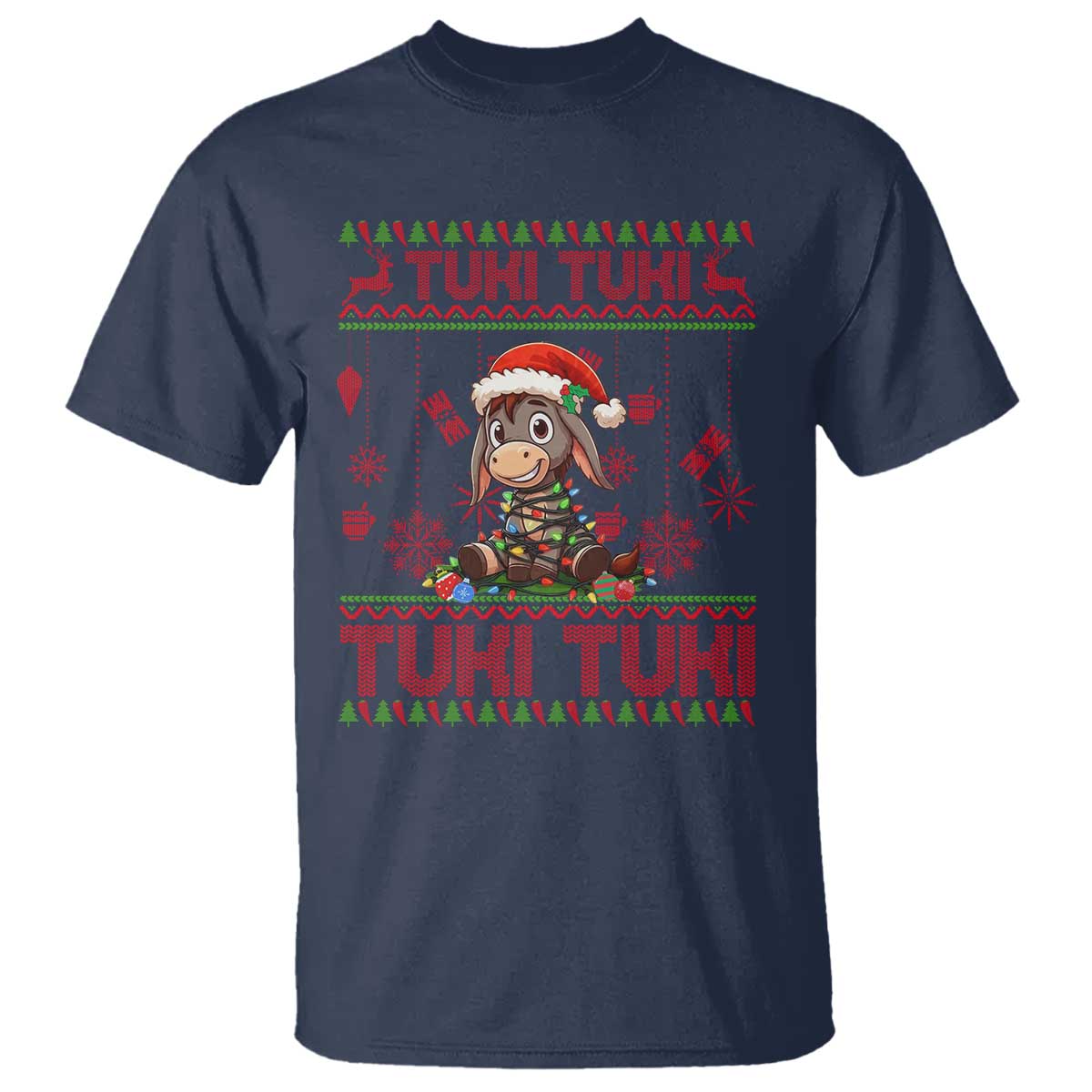 Funny Mexico Xmas T Shirt Tuki Tuki Burrito Cute Donkey Feliz Navidad TS09 Navy Print Your Wear