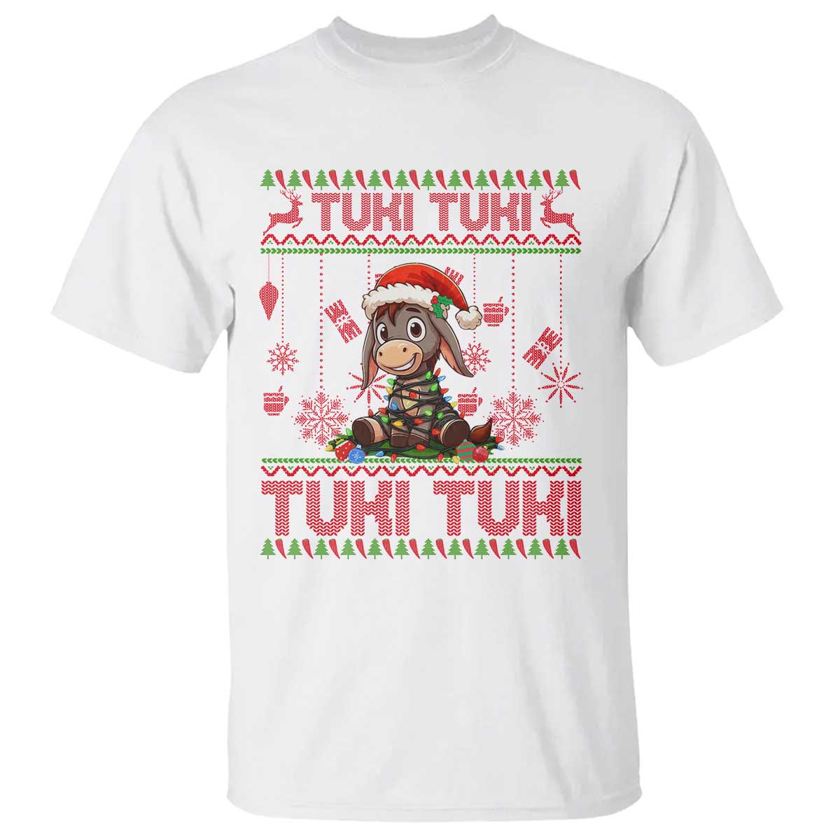Funny Mexico Xmas T Shirt Tuki Tuki Burrito Cute Donkey Feliz Navidad TS09 White Print Your Wear