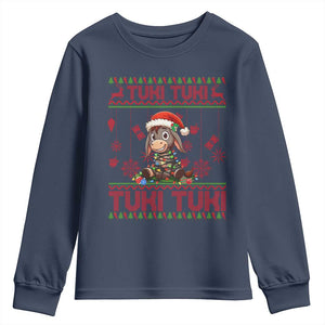 Funny Mexico Xmas Youth Sweatshirt Tuki Tuki Burrito Cute Donkey Feliz Navidad TS09 Navy Print Your Wear