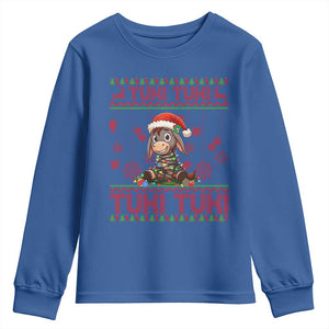 Funny Mexico Xmas Youth Sweatshirt Tuki Tuki Burrito Cute Donkey Feliz Navidad TS09 Royal Blue Print Your Wear