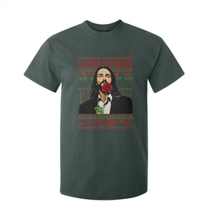 Funny Mexico Xmas T Shirt For Kid Llega Navidad Y Yo Sin Ti Mexican Pop Star TS09 Dark Forest Green Print Your Wear