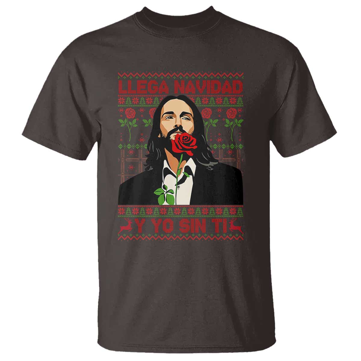 Funny Mexico Xmas T Shirt Llega Navidad Y Yo Sin Ti Mexican Pop Star TS09 Dark Chocolate Print Your Wear
