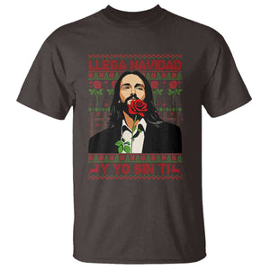 Funny Mexico Xmas T Shirt Llega Navidad Y Yo Sin Ti Mexican Pop Star TS09 Dark Chocolate Print Your Wear