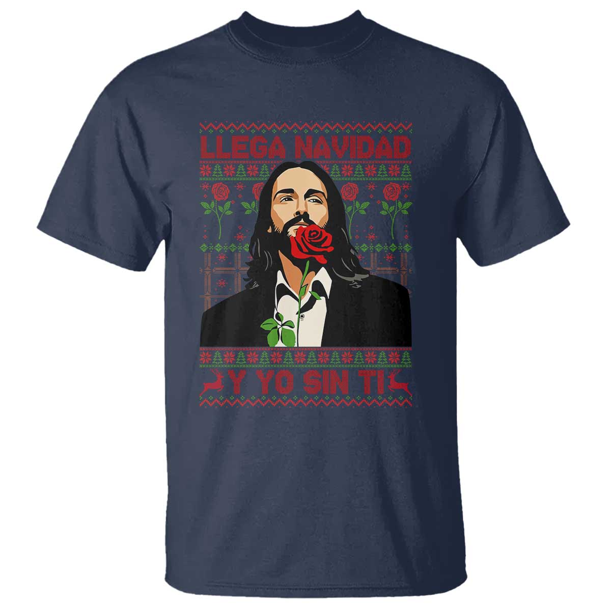 Funny Mexico Xmas T Shirt Llega Navidad Y Yo Sin Ti Mexican Pop Star TS09 Navy Print Your Wear