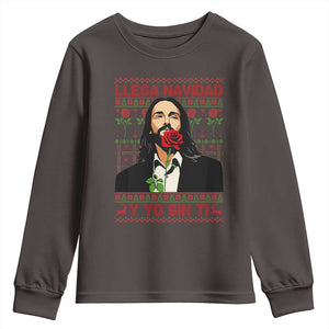 Funny Mexico Xmas Youth Sweatshirt Llega Navidad Y Yo Sin Ti Mexican Pop Star TS09 Dark Chocolate Print Your Wear