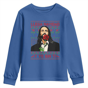 Funny Mexico Xmas Youth Sweatshirt Llega Navidad Y Yo Sin Ti Mexican Pop Star TS09 Royal Blue Print Your Wear