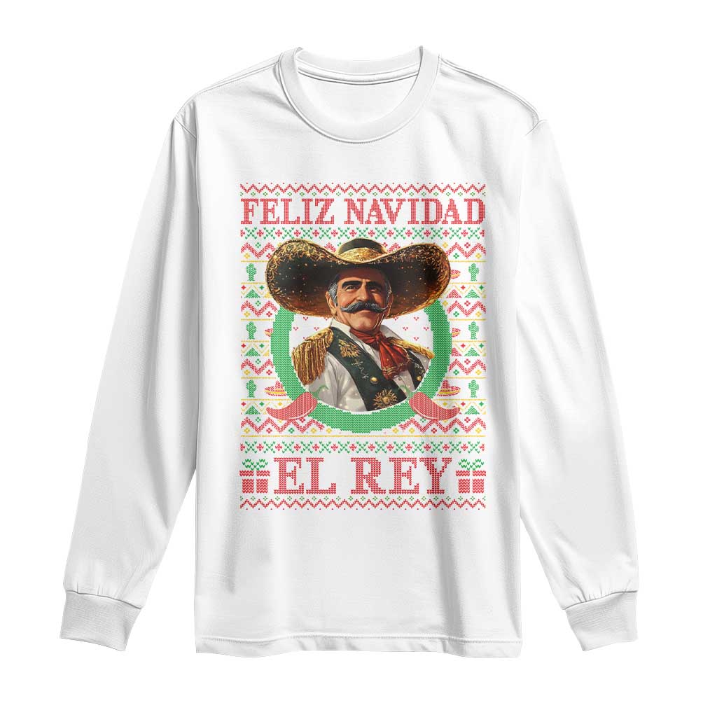 Funny Mexico Xmas Long Sleeve Shirt Feliz Navidad El Rey Vicente TS09 White Print Your Wear