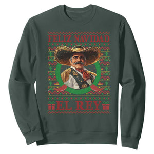 Funny Mexico Xmas Sweatshirt Feliz Navidad El Rey Vicente TS09 Dark Forest Green Print Your Wear