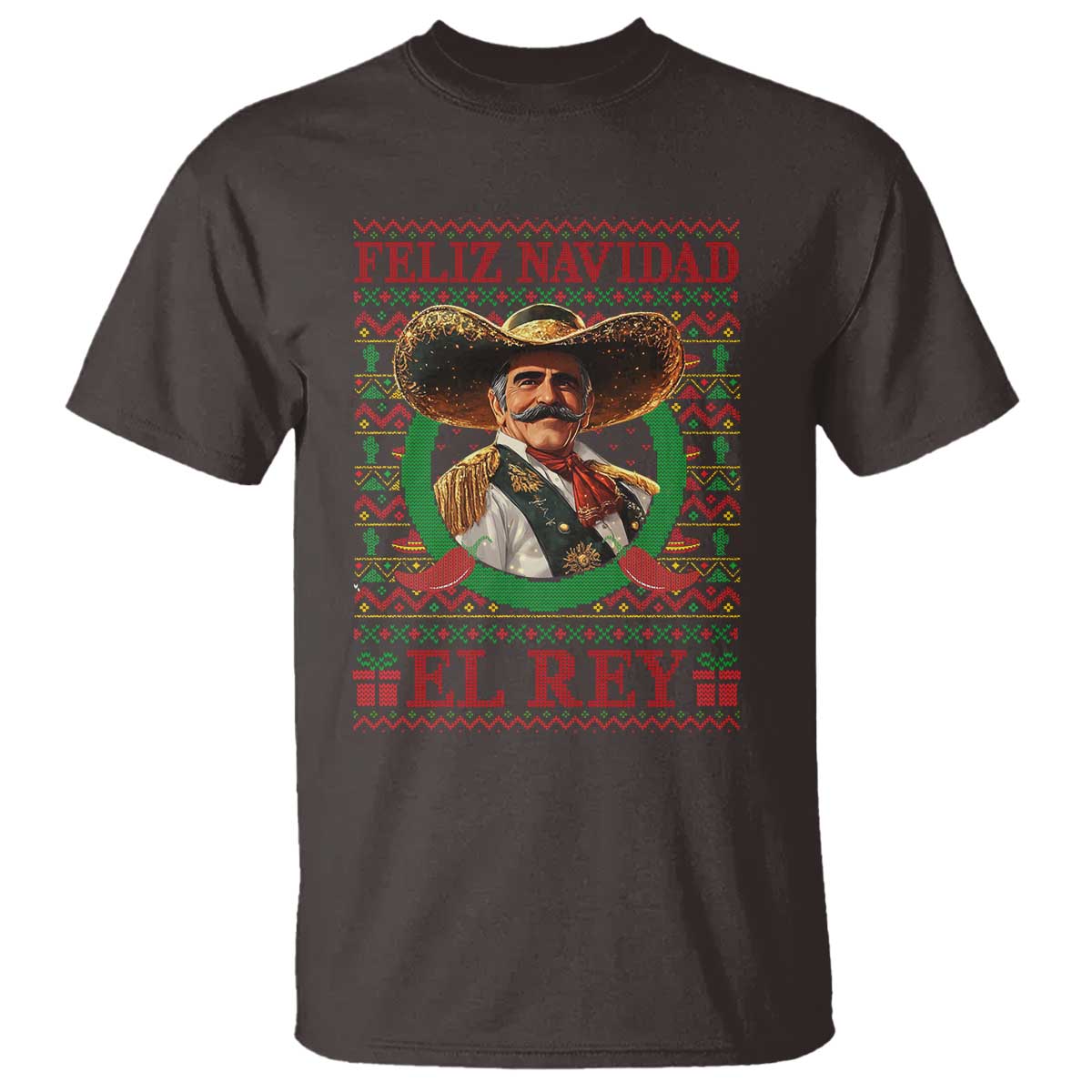 Funny Mexico Xmas T Shirt Feliz Navidad El Rey Vicente TS09 Dark Chocolate Print Your Wear