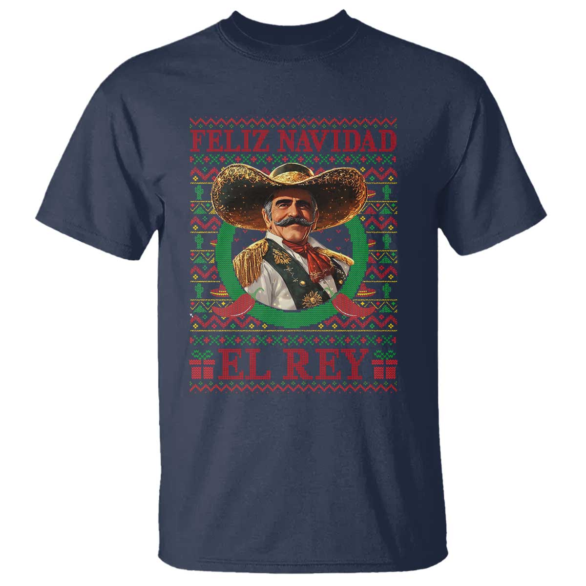 Funny Mexico Xmas T Shirt Feliz Navidad El Rey Vicente TS09 Navy Print Your Wear