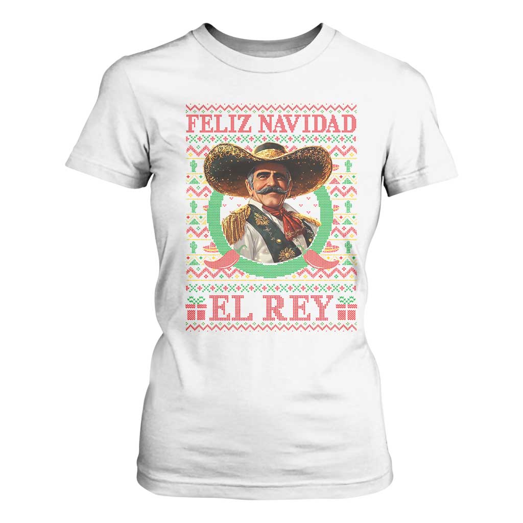Funny Mexico Xmas T Shirt For Women Feliz Navidad El Rey Vicente TS09 White Print Your Wear