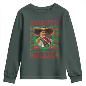 Funny Mexico Xmas Youth Sweatshirt Feliz Navidad El Rey Vicente TS09 Dark Forest Green Print Your Wear
