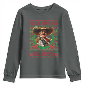 Funny Mexico Xmas Youth Sweatshirt Feliz Navidad El Rey Vicente TS09 Dark Heather Print Your Wear