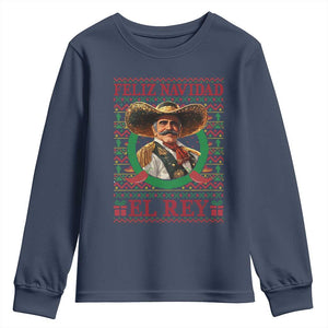 Funny Mexico Xmas Youth Sweatshirt Feliz Navidad El Rey Vicente TS09 Navy Print Your Wear