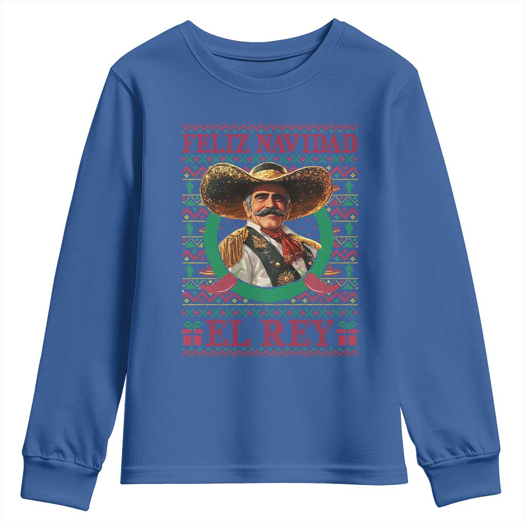 Funny Mexico Xmas Youth Sweatshirt Feliz Navidad El Rey Vicente TS09 Royal Blue Print Your Wear