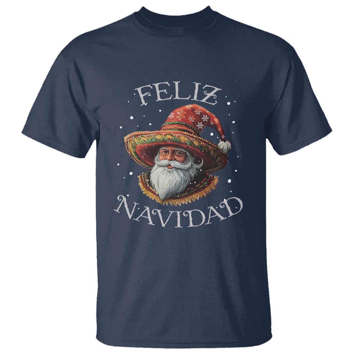 Funny Mexico Xmas T Shirt Santa Sombrero Feliz Navidad TS09 Navy Print Your Wear