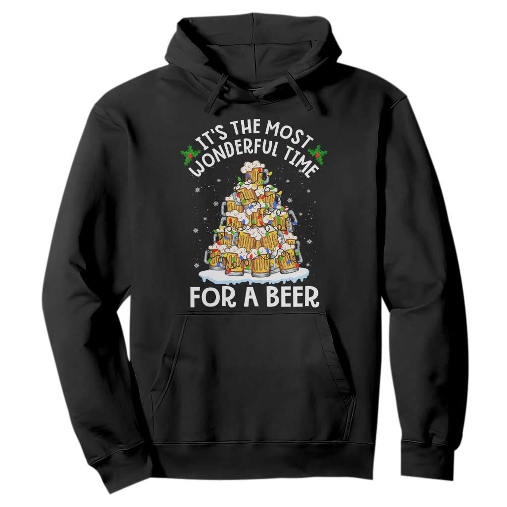 Funny Beer Christmas Tree Hoodie It's the Most Wonderful Time For A Beer TS09 Black Print Your Wear