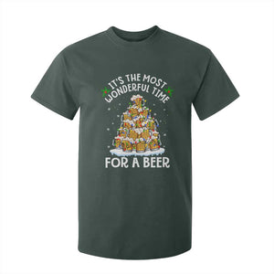 Funny Beer Christmas Tree T Shirt For Kid It's the Most Wonderful Time For A Beer TS09 Dark Forest Green Print Your Wear
