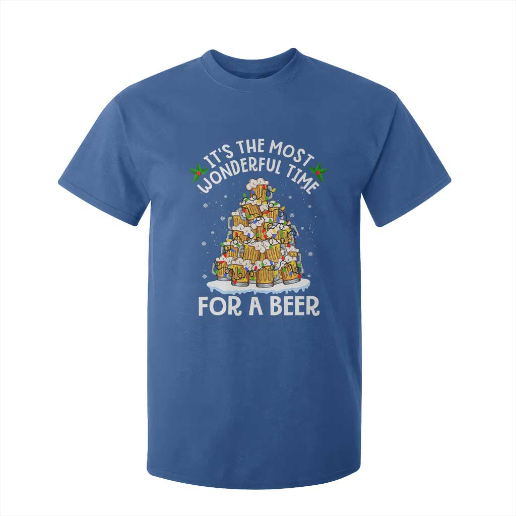Funny Beer Christmas Tree T Shirt For Kid It's the Most Wonderful Time For A Beer TS09 Royal Blue Print Your Wear