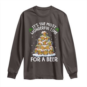 Funny Beer Christmas Tree Long Sleeve Shirt It's the Most Wonderful Time For A Beer TS09 Dark Chocolate Print Your Wear