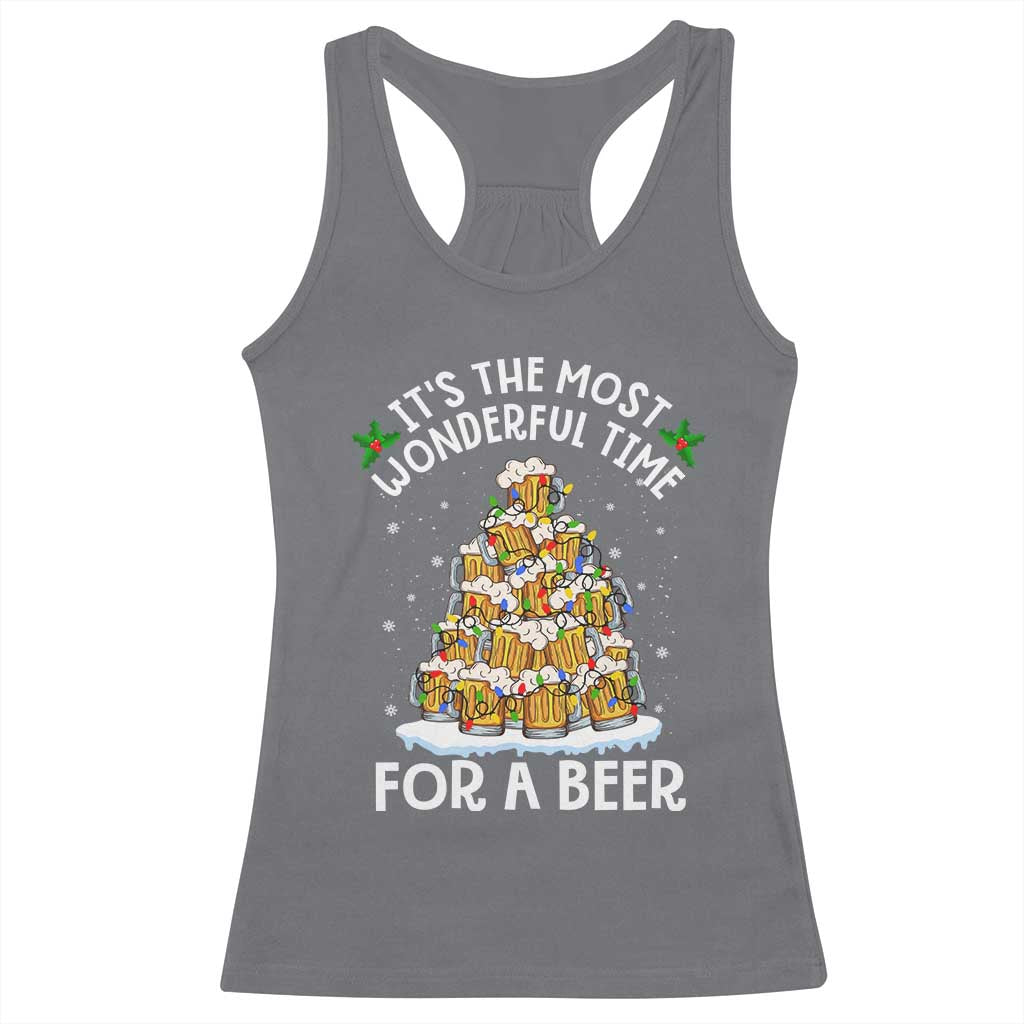 Funny Beer Christmas Tree Racerback Tank Top It's the Most Wonderful Time For A Beer TS09 Charcoal Print Your Wear