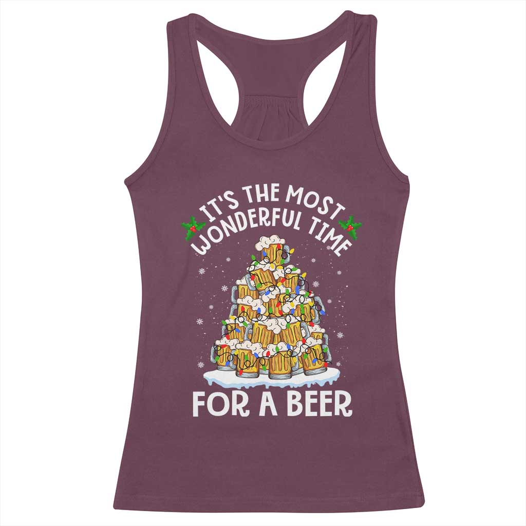 Funny Beer Christmas Tree Racerback Tank Top It's the Most Wonderful Time For A Beer TS09 Maroon Print Your Wear