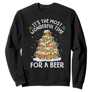 Funny Beer Christmas Tree Sweatshirt It's the Most Wonderful Time For A Beer TS09 Black Print Your Wear