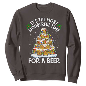 Funny Beer Christmas Tree Sweatshirt It's the Most Wonderful Time For A Beer TS09 Dark Chocolate Print Your Wear