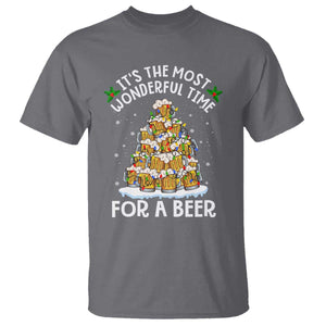 Funny Beer Christmas Tree T Shirt It's the Most Wonderful Time For A Beer TS09 Charcoal Print Your Wear