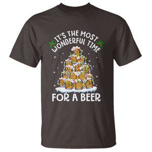 Funny Beer Christmas Tree T Shirt It's the Most Wonderful Time For A Beer TS09 Dark Chocolate Print Your Wear