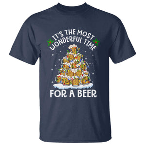 Funny Beer Christmas Tree T Shirt It's the Most Wonderful Time For A Beer TS09 Navy Print Your Wear