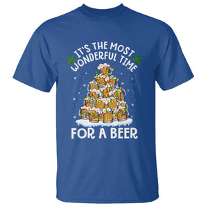 Funny Beer Christmas Tree T Shirt It's the Most Wonderful Time For A Beer TS09 Royal Blue Print Your Wear