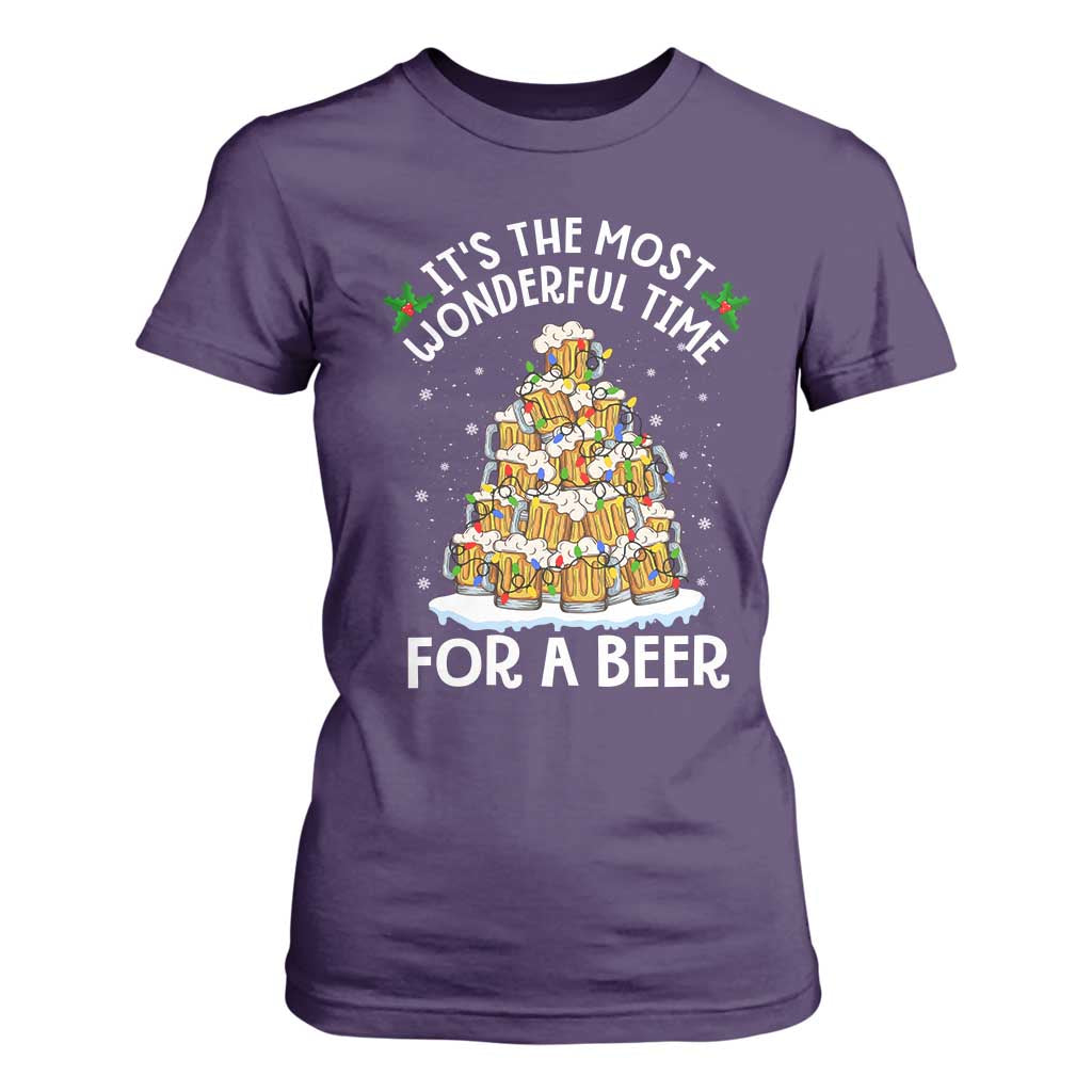 Funny Beer Christmas Tree T Shirt For Women It's the Most Wonderful Time For A Beer TS09 Purple Print Your Wear