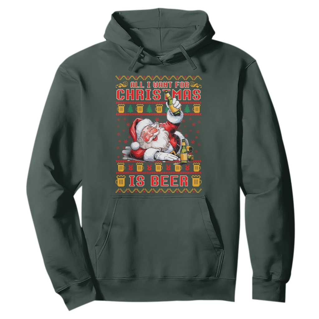 Funny Christmas Beer Hoodie It's the Most Wonderful Time For A Beer TS09 Dark Forest Green Print Your Wear