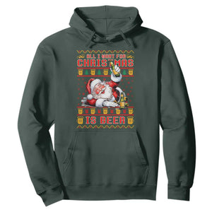 Funny Christmas Beer Hoodie It's the Most Wonderful Time For A Beer TS09 Dark Forest Green Print Your Wear