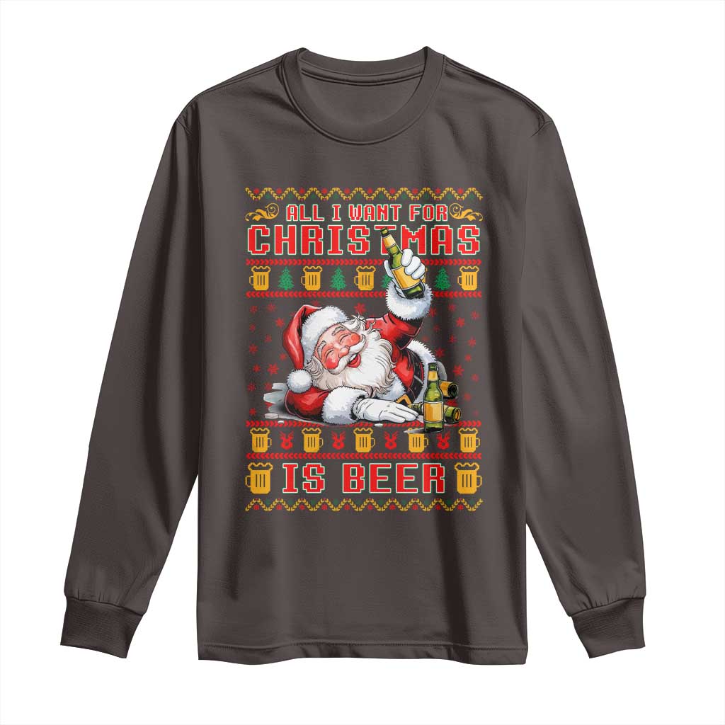 Funny Christmas Beer Long Sleeve Shirt It's the Most Wonderful Time For A Beer TS09 Dark Chocolate Print Your Wear