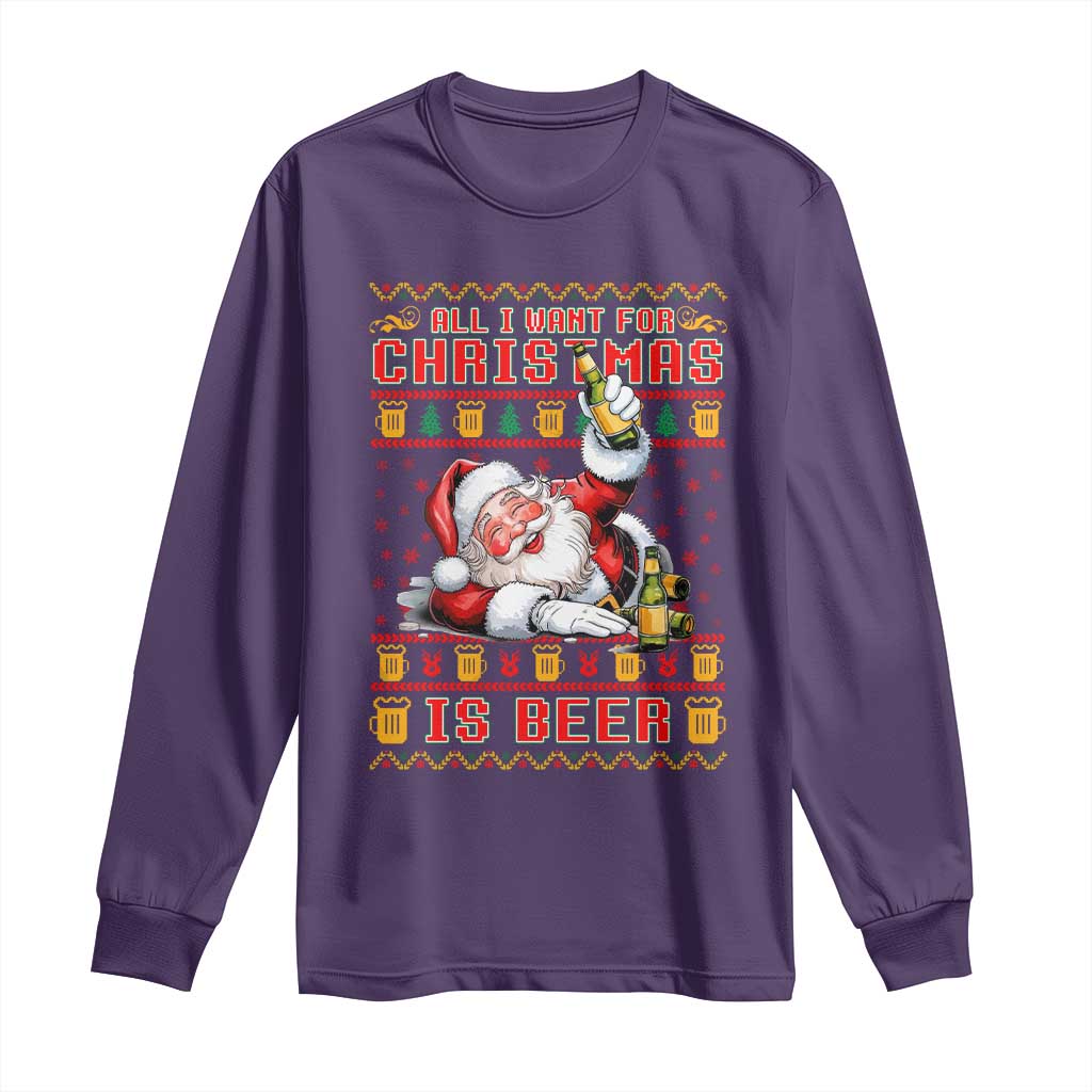 Funny Christmas Beer Long Sleeve Shirt It's the Most Wonderful Time For A Beer TS09 Purple Print Your Wear