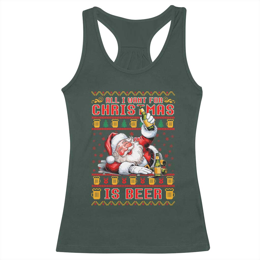 Funny Christmas Beer Racerback Tank Top It's the Most Wonderful Time For A Beer TS09 Dark Forest Green Print Your Wear