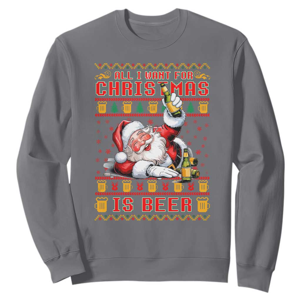 Funny Christmas Beer Sweatshirt It's the Most Wonderful Time For A Beer TS09 Charcoal Print Your Wear
