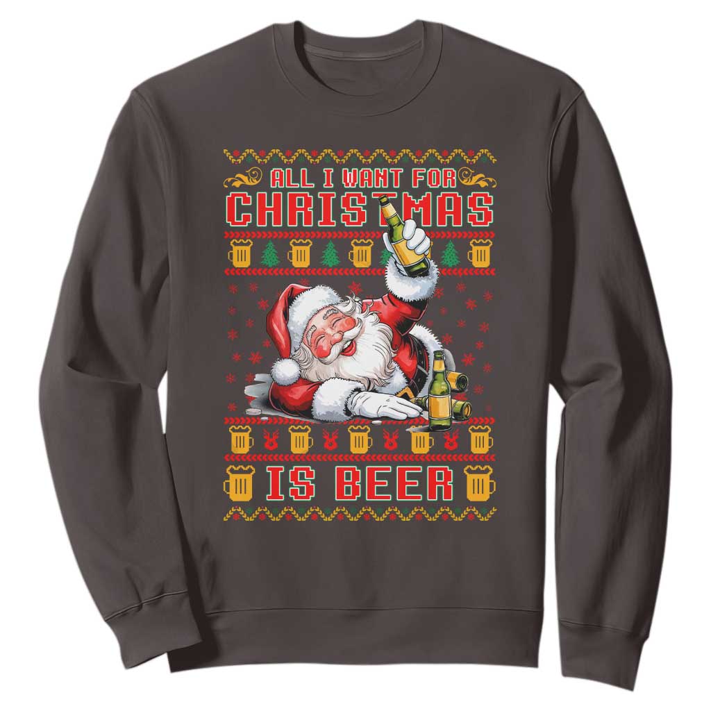 Funny Christmas Beer Sweatshirt It's the Most Wonderful Time For A Beer TS09 Dark Chocolate Print Your Wear