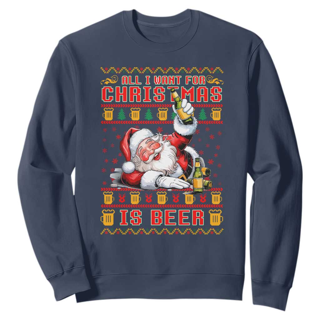 Funny Christmas Beer Sweatshirt It's the Most Wonderful Time For A Beer TS09 Navy Print Your Wear