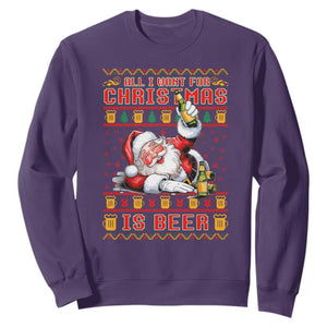 Funny Christmas Beer Sweatshirt It's the Most Wonderful Time For A Beer TS09 Purple Print Your Wear