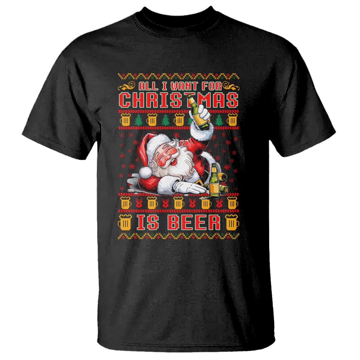 Funny Christmas Beer T Shirt It's the Most Wonderful Time For A Beer TS09 Black Print Your Wear
