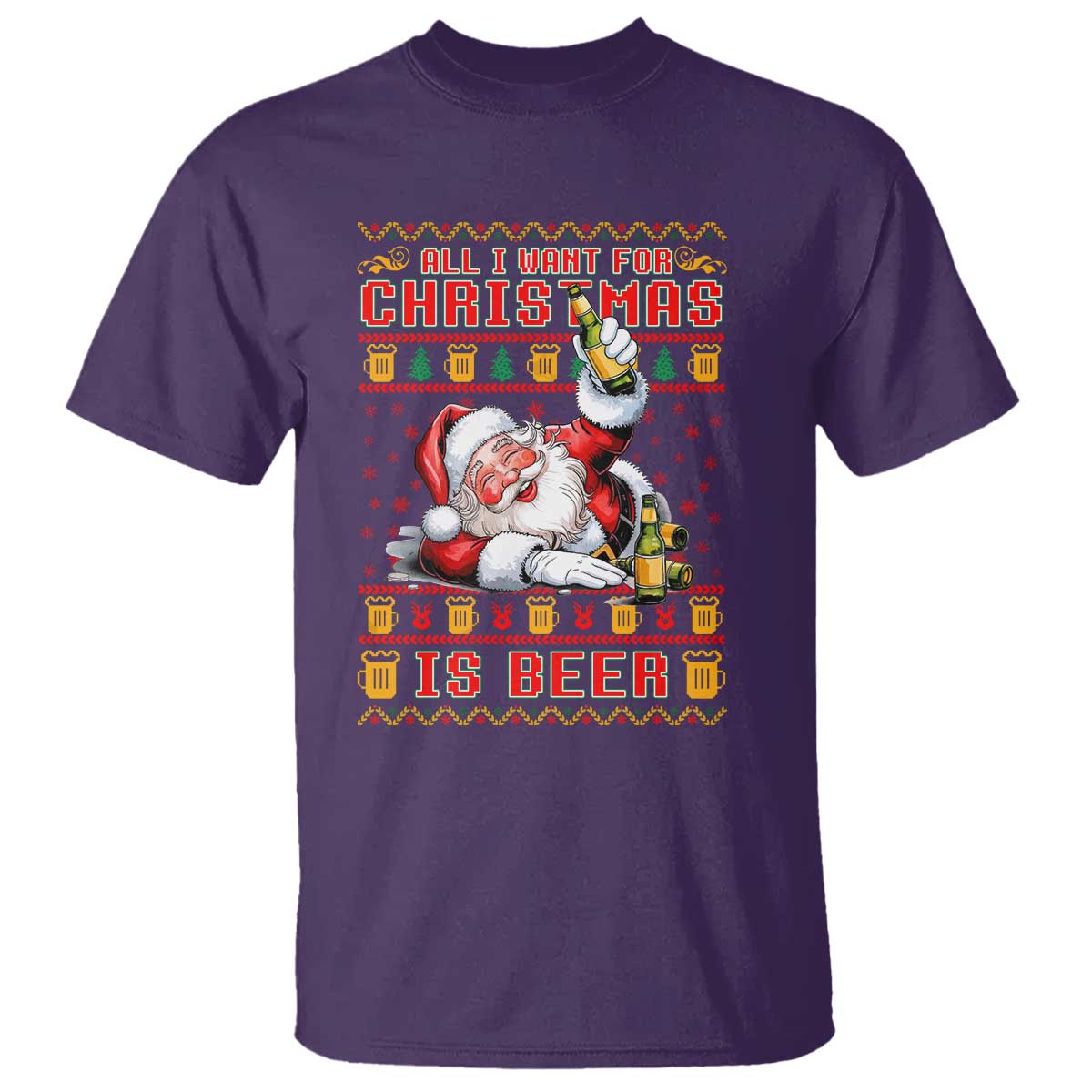Funny Christmas Beer T Shirt It's the Most Wonderful Time For A Beer TS09 Purple Print Your Wear