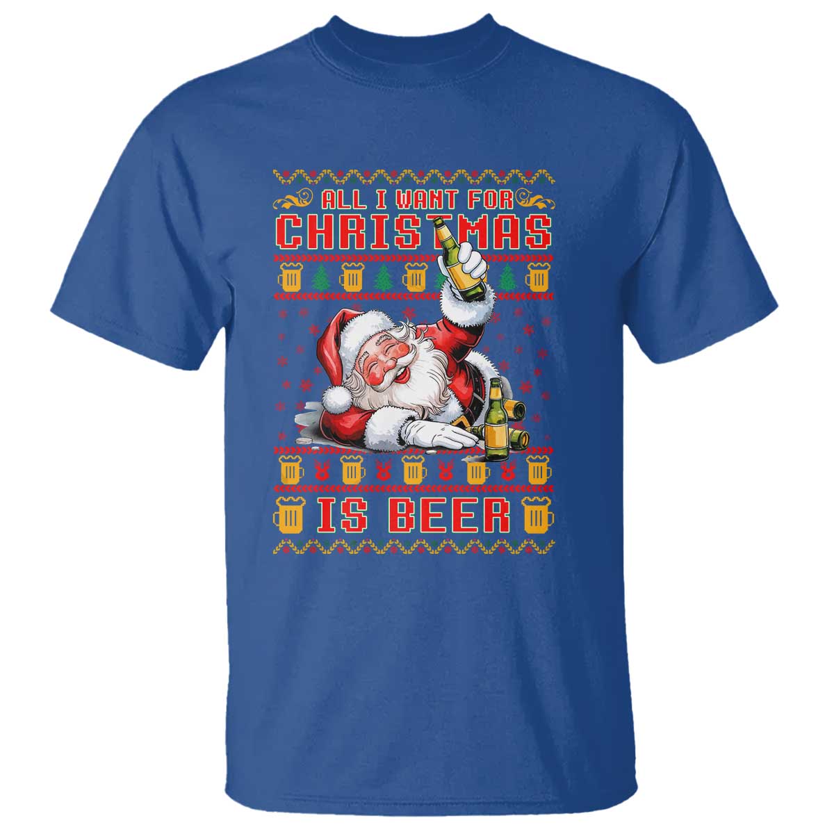 Funny Christmas Beer T Shirt It's the Most Wonderful Time For A Beer TS09 Royal Blue Print Your Wear