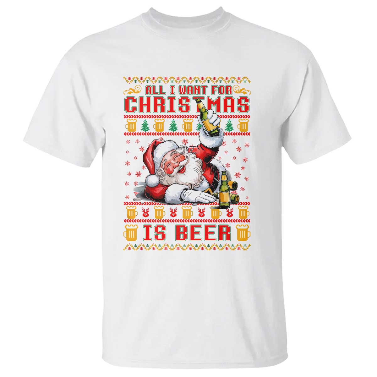 Funny Christmas Beer T Shirt It's the Most Wonderful Time For A Beer TS09 White Print Your Wear