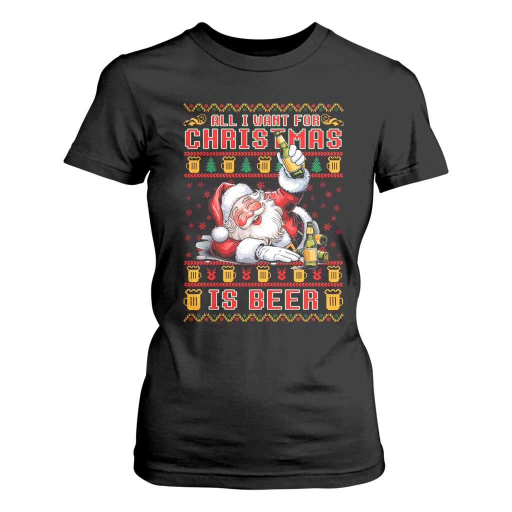 Funny Christmas Beer T Shirt For Women It's the Most Wonderful Time For A Beer TS09 Black Print Your Wear