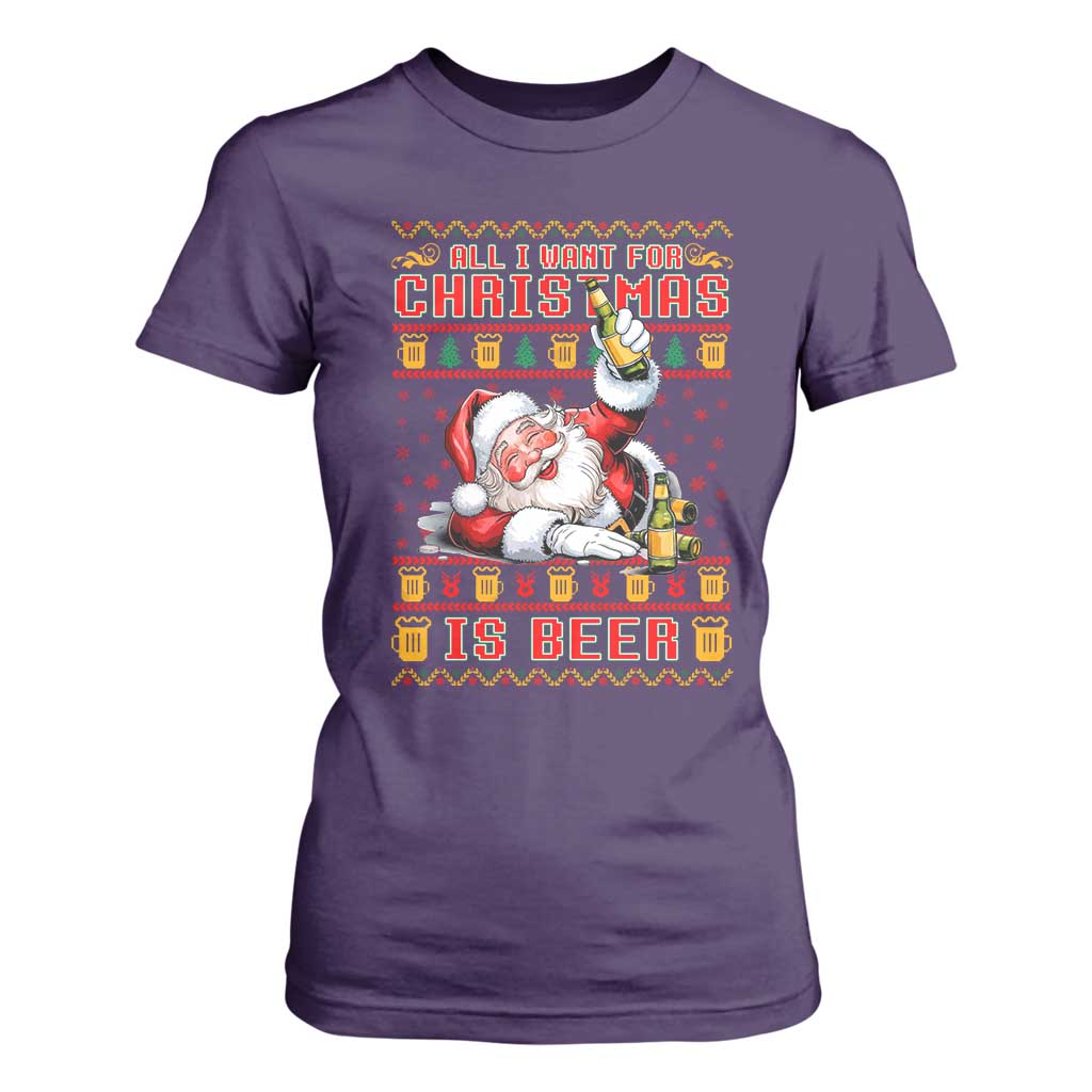 Funny Christmas Beer T Shirt For Women It's the Most Wonderful Time For A Beer TS09 Purple Print Your Wear
