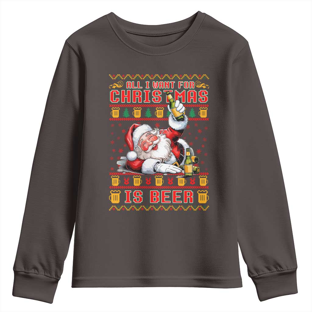 Funny Christmas Beer Youth Sweatshirt It's the Most Wonderful Time For A Beer TS09 Dark Chocolate Print Your Wear